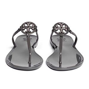Tory Burch Miller Jelly Sandal Gray 9 100% AUTH